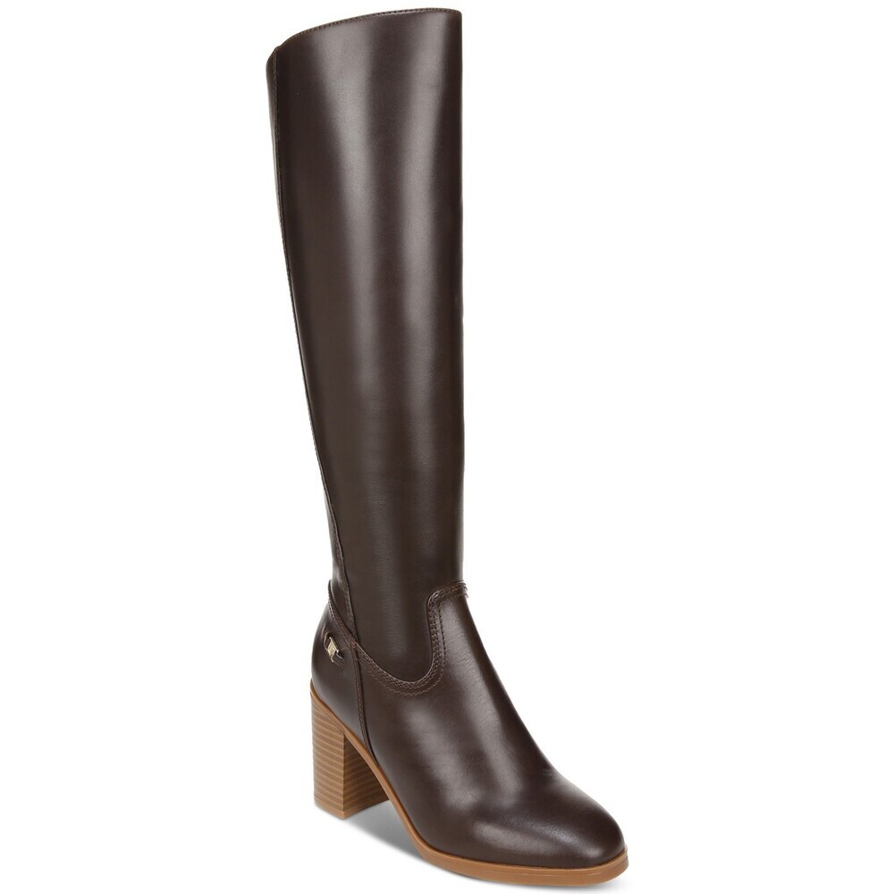 Giani Bernini Odettee Riding Boots Women's Brown Leather Block Heel LION100